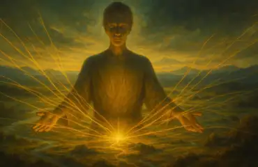 Человек, стоящий в безмятежной, медитативной позе