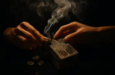 Очистка колоды Таро дымом пало санто.