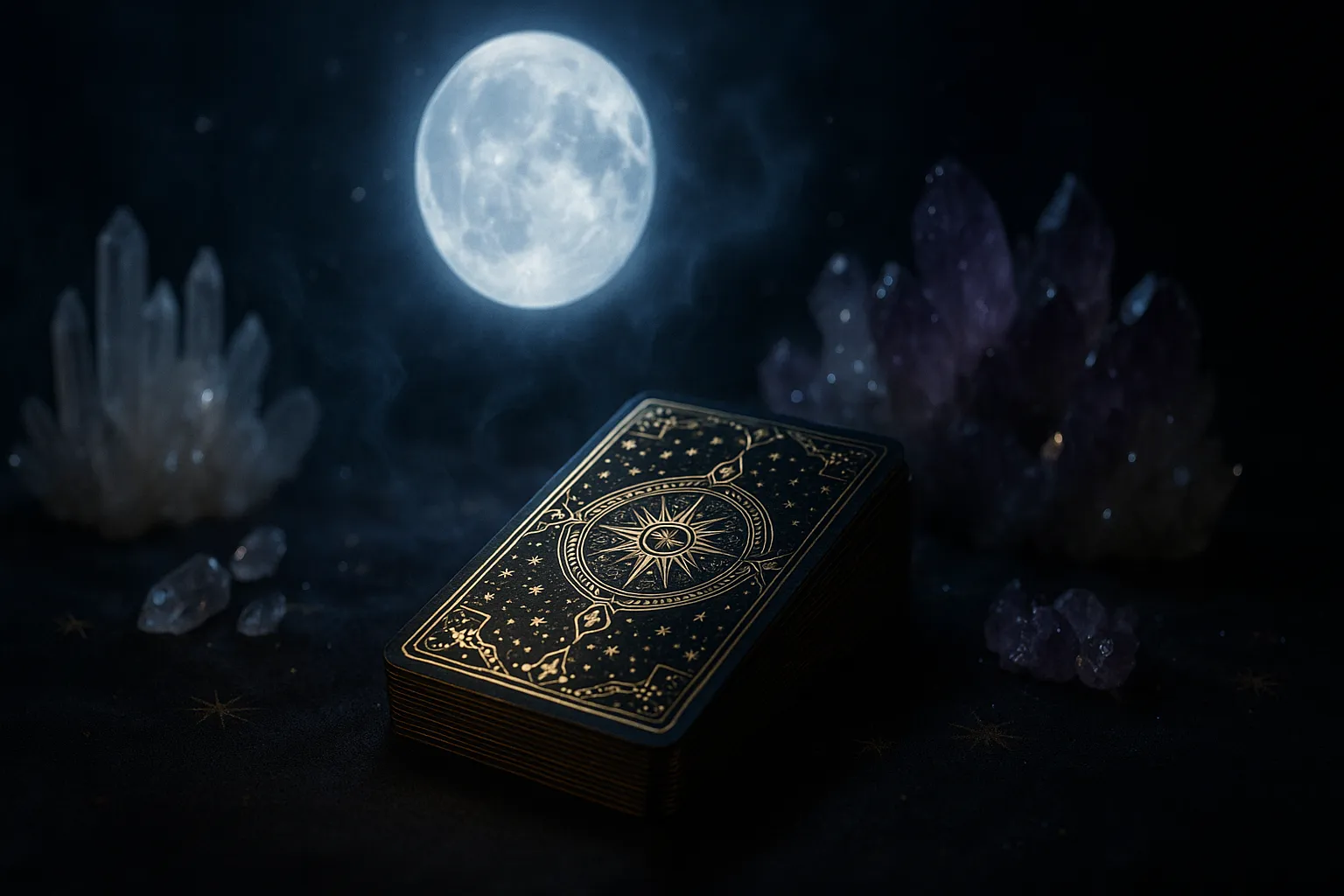 Этика Таролога и Энергетическая Гигиена: Как Чистить Колоду и Работать Безопасно 2 Зарядка колоды Таро под светом полной луны.