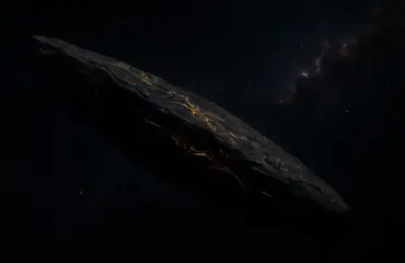 Таинственный межзвездный объект 3I/ATLAS летит в космосе.