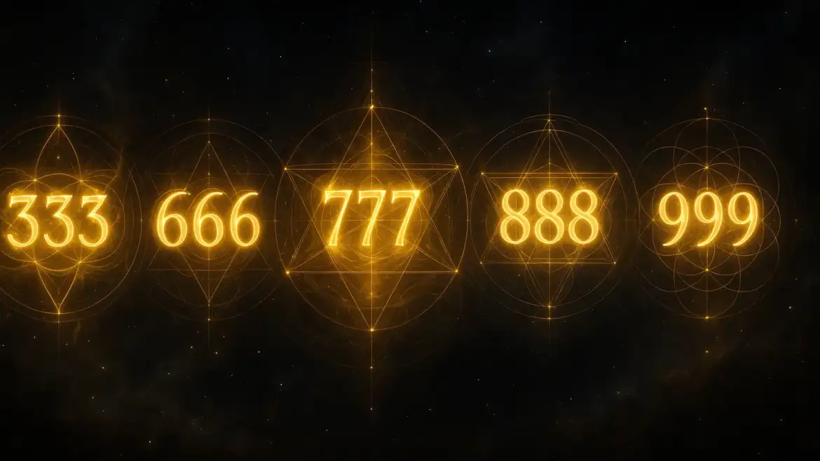 Светящиеся ангельские числа парят в космическом пространстве