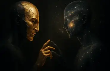 Эго и Высшее Я соединяют руки в знак баланса и гармонии.