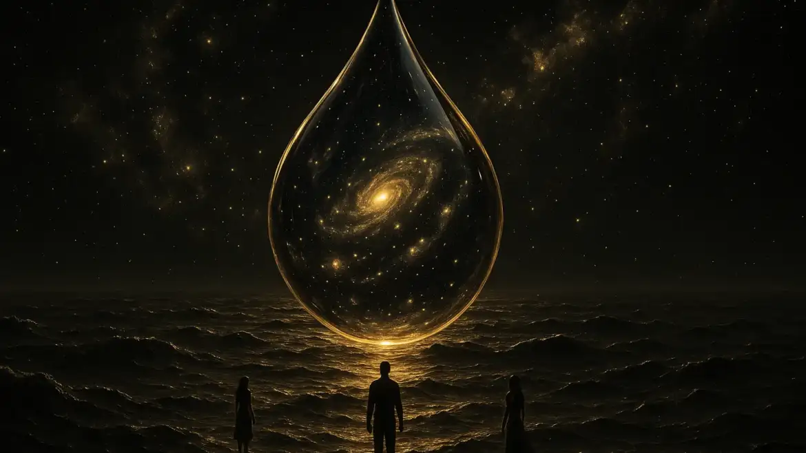 Космический океан внутри капли воды как символ Закона Единства.