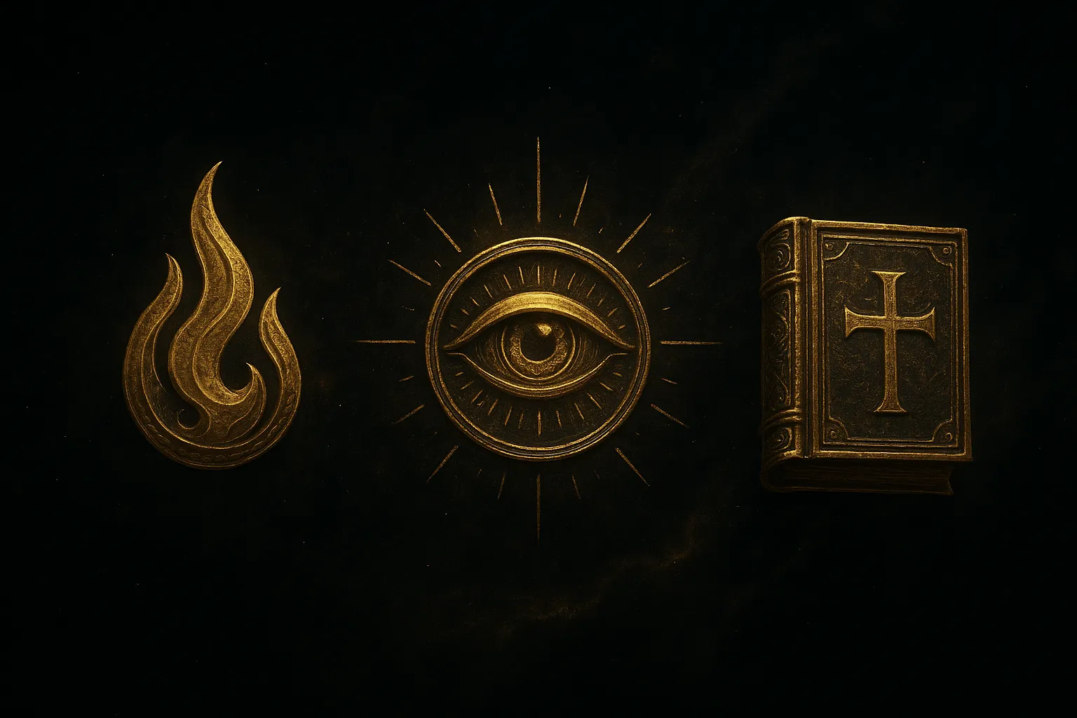 Разница между магией, эзотерикой и религией - три золотых символа.