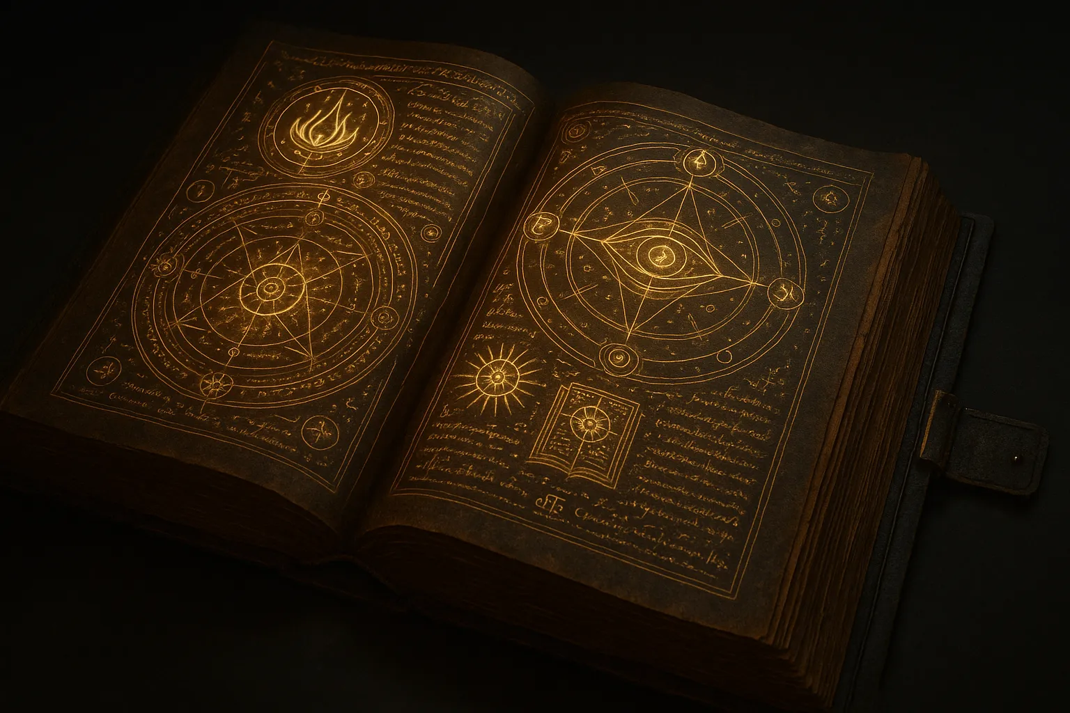  Основы магии - древняя книга с герметическими символами.