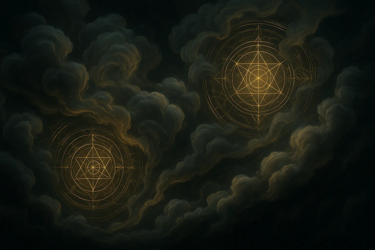 Магия стихии Воздуха - облака с узорами сакральной геометрии.