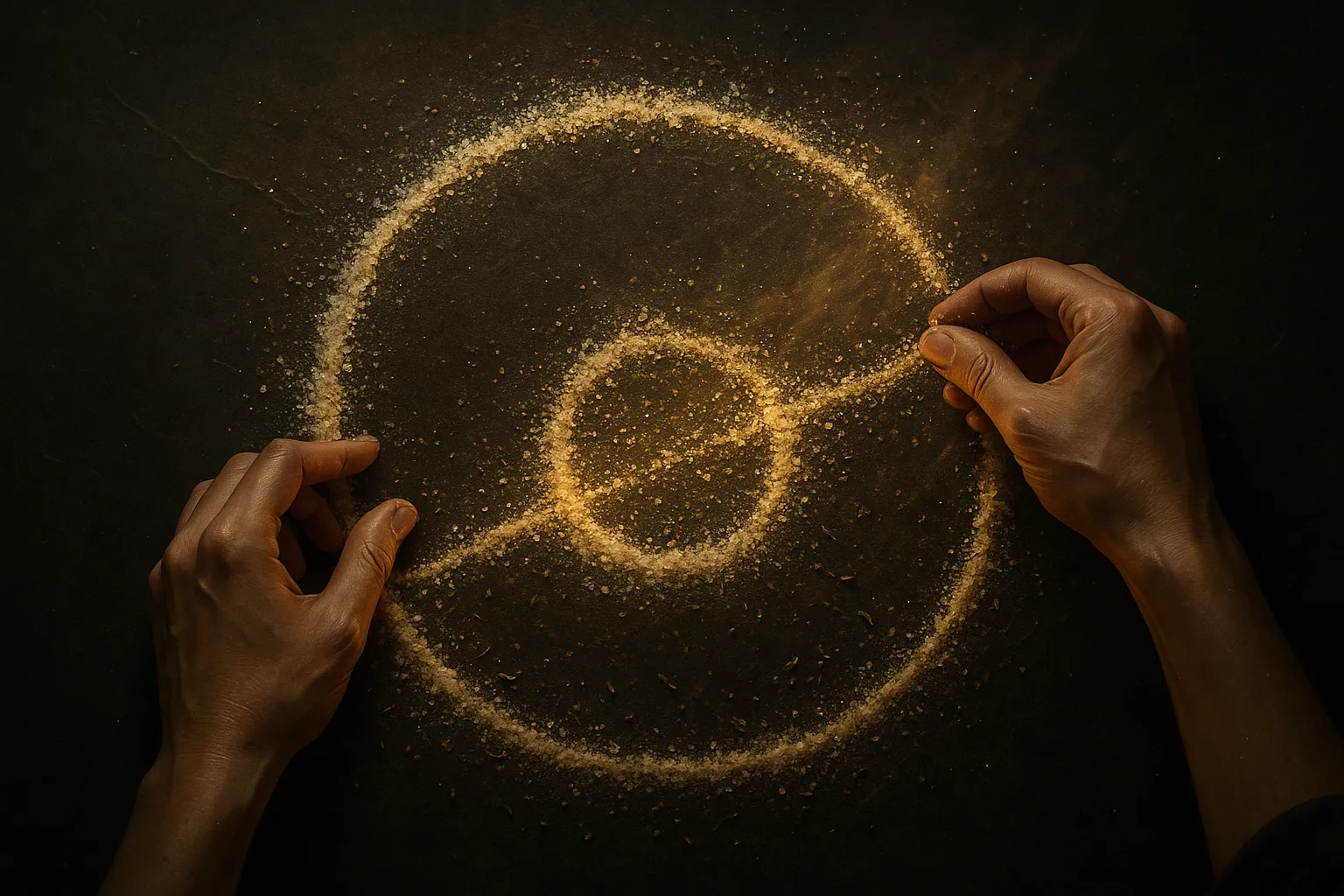 Создание магического ритуала - рисование защитного круга.