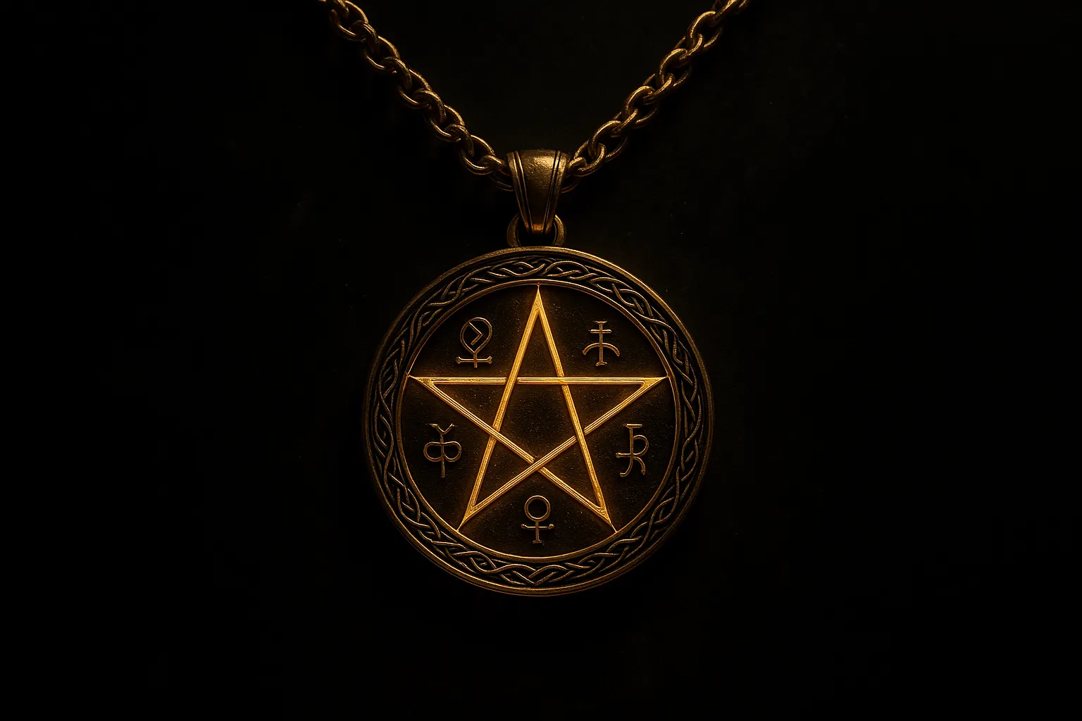 Обереги и талисманы - сложный золотой талисман, светящийся энергией.