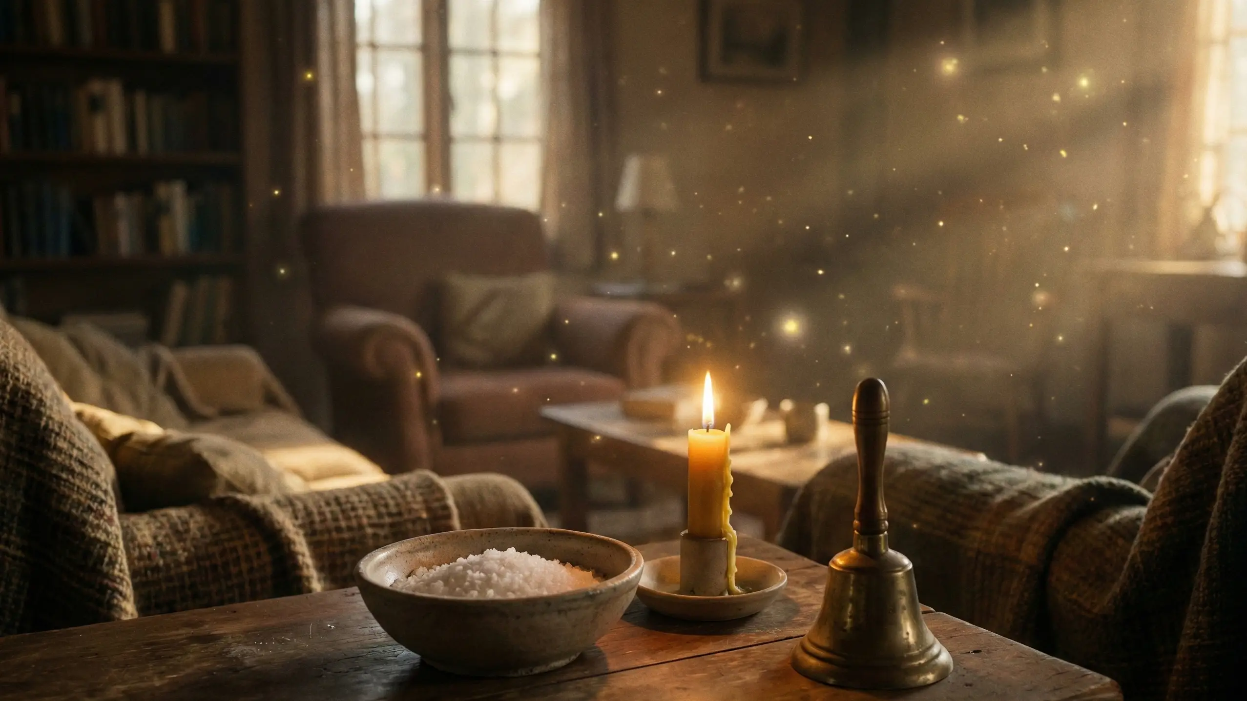 Инструменты для энергетической чистки дома: соль, свеча, колокольчик