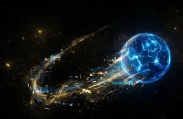 Иллюстрация ретроградного движения планеты в космосе