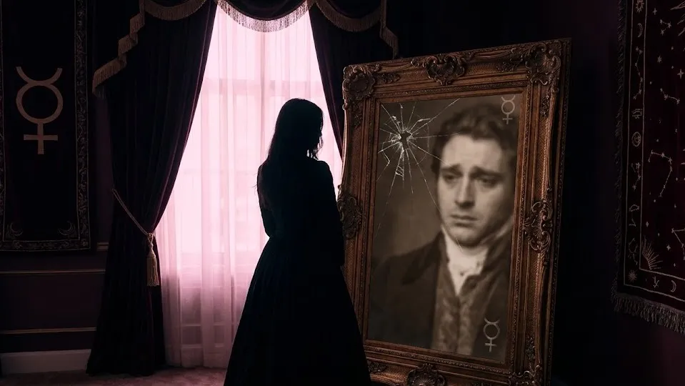 Ретроградные Планеты: Полный Гид по Космическим Паузам и Кармическим Урокам 2 Девушка смотрит в зеркало, символизирующее ретроградную Венеру и отношения