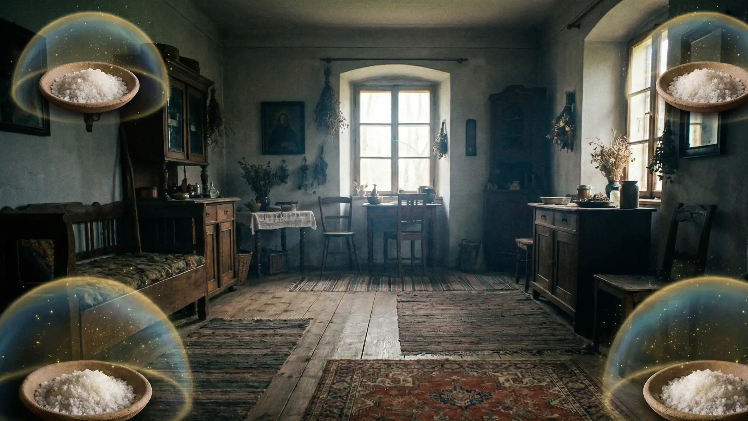 Энергетическая уборка: Как очистить дом от негатива с помощью соли и звука (Ритуал 3 шагов) 5 Солевые ловушки расставлены по углам комнаты