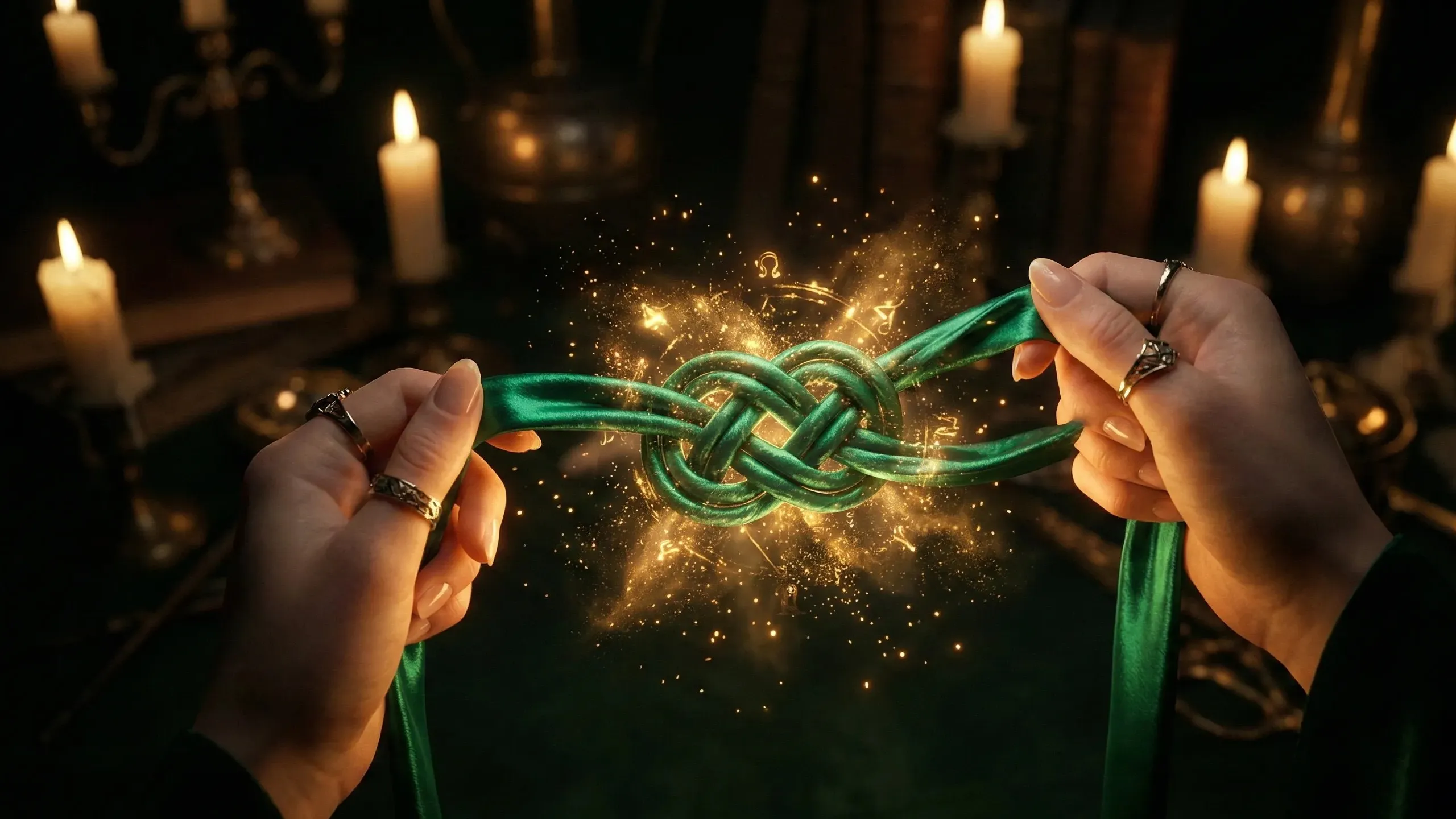 10 Денежных ритуалов на новолуние: магия свечей, воды и слова для привлечения богатства 7 Завязывание денежного узла на зеленой нити.