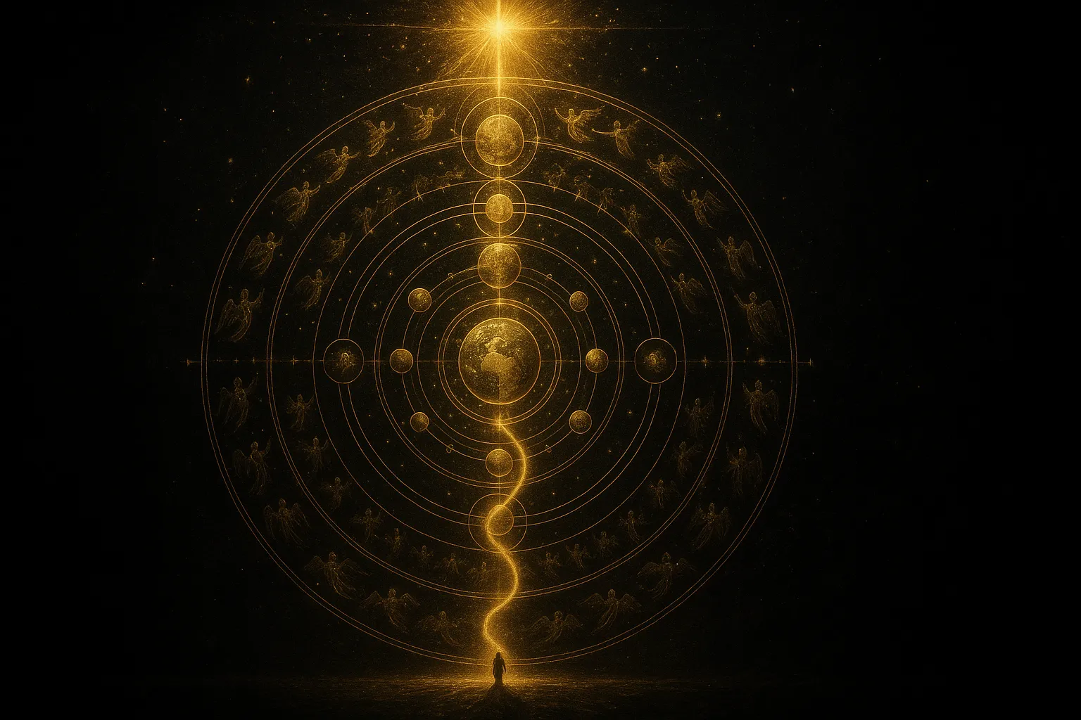 Схема восхождения души мага через иерархии Вселенной к Божественному.