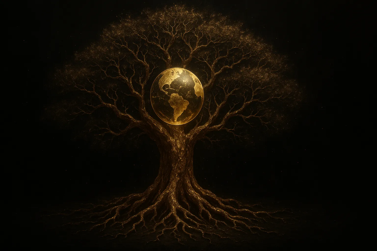 Золотое древо, обнимающее Землю, символ числа 9.