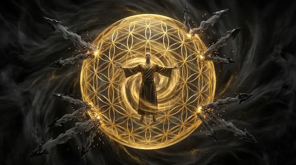 Золотая сфера ауры защищает человека от негативной энергии.