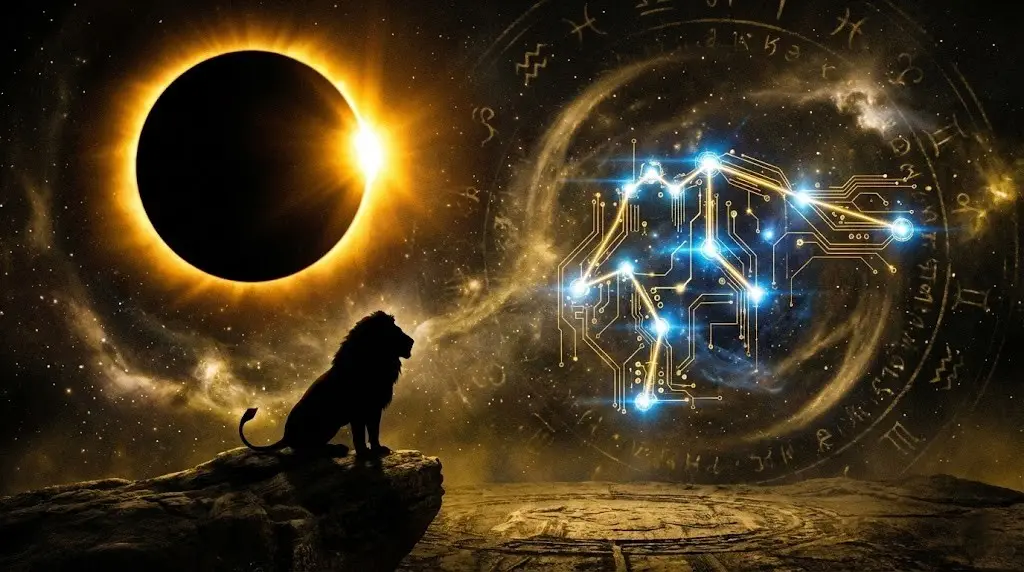 Солнечное затмение 2026 на оси Лев Водолей.