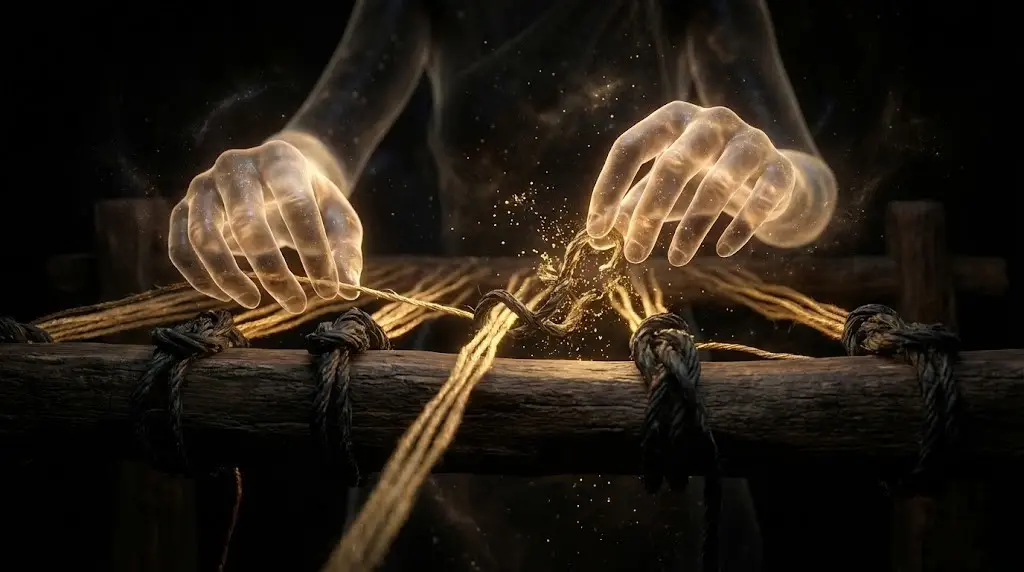 Руки ткут золотые нити судьбы, распутывая сложные кармические узлы.