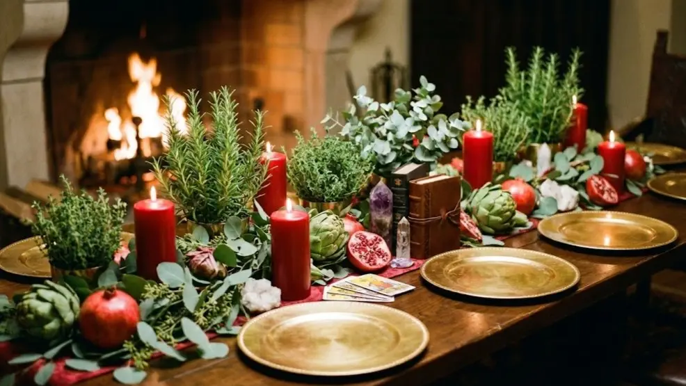 Сервировка новогоднего стола в красных и золотых тонах по фэн-шуй.