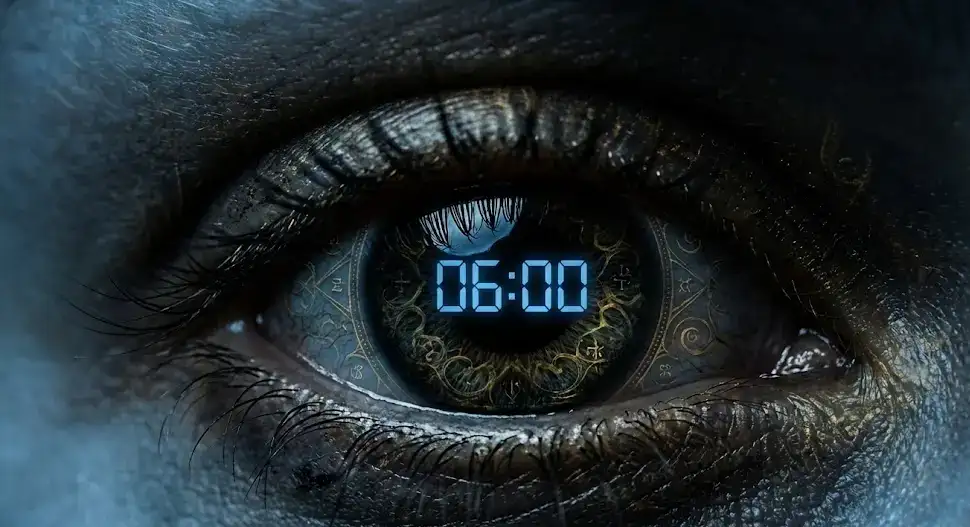 Крупный план открывающегося глаза в темноте, символизирующий начало дня сурка и пробуждение.