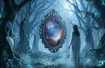 Девушка гадает на зеркале в магическом лесу осознанный сон