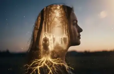 Силуэт женщины с предками внутри родовая память