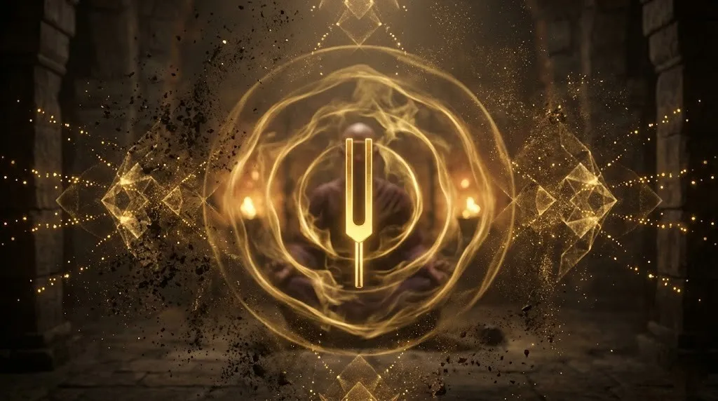 Золотые звуковые волны, гармонизирующие пространство.