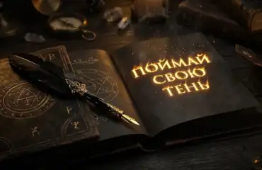 Раскрытый дневник с горящими золотыми записями на черных страницах.