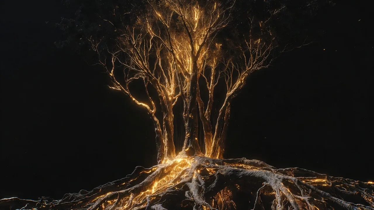Золотые энергетические корни как символ сильного заземления.
