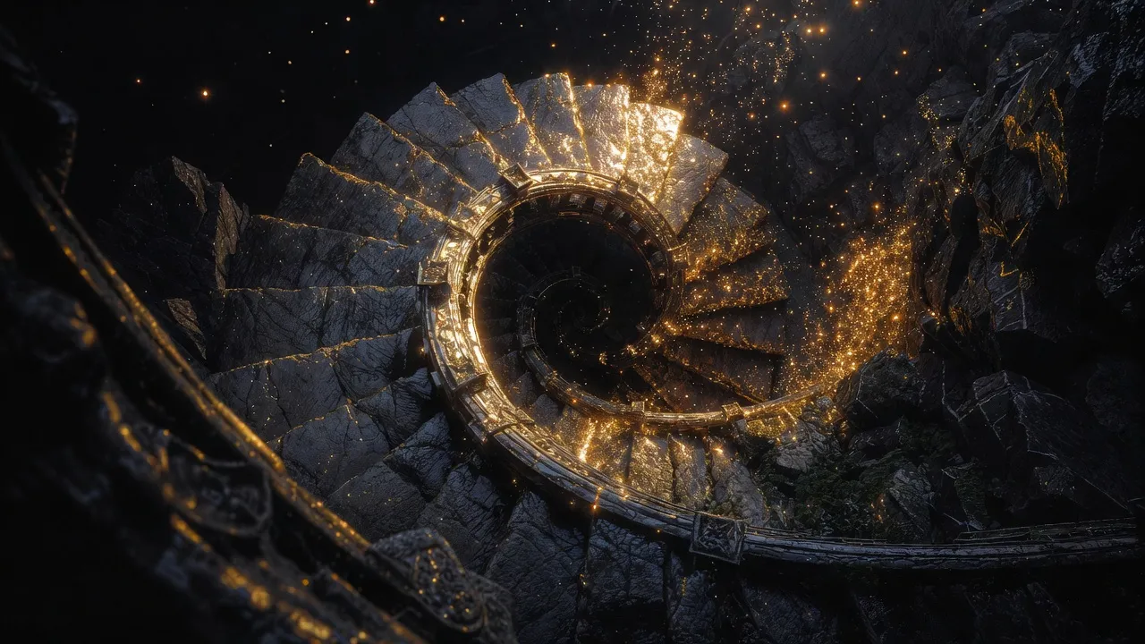 Спиральная лестница во тьму для трансового погружения.