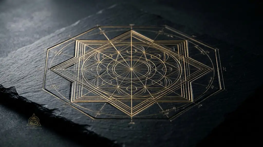 Structural anatomical diagram of the Destiny Matrix octagram with intersecting personal and ancestral squares